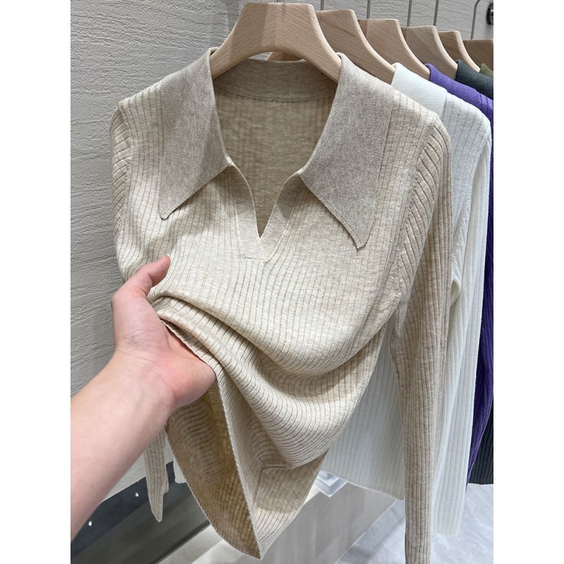 Áo POLO Dệt Kim Tay Dài Thời Trang Dành Cho Nữ