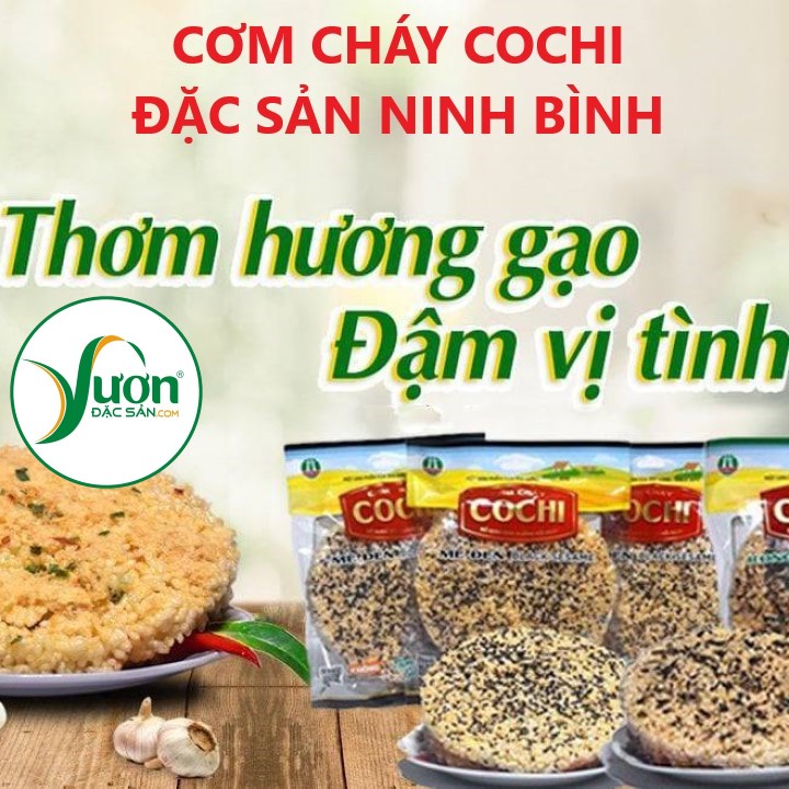 ( Bán sỉ ) CƠM CHÁY Cochi đặc sản Ninh Bình (Túi 65g, Tùy chọn vị CHÀ BÔNG , MÈ ĐEN hoặc RONG BIỂN) - Vườn Đặc Sản