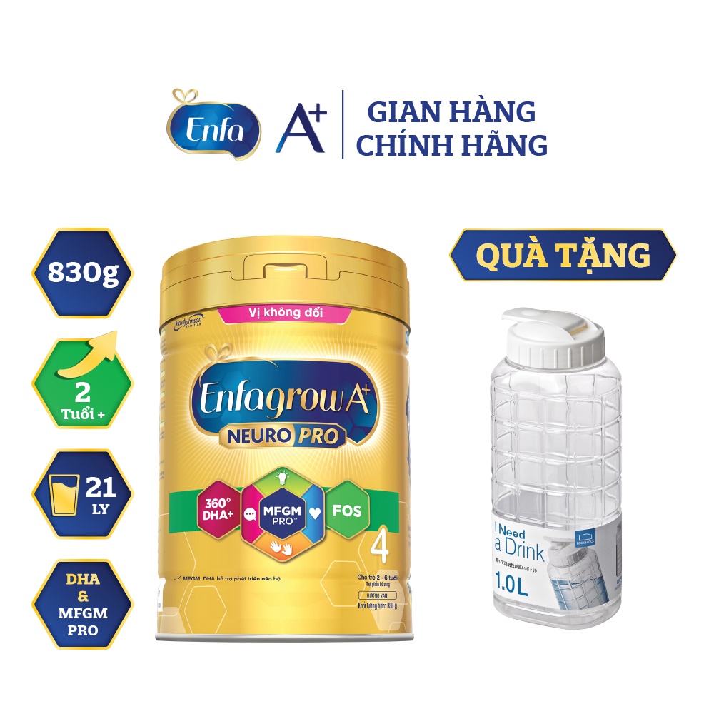 Sữa bột Enfagrow A+ Neuropro 4 - DHA & MFGM vị không đổi – 830g