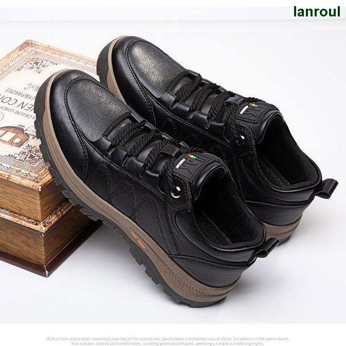 Giày Da 100% Đế Mềm Chống Trượt Thời Trang Thu Đông Cho Nam Trung Niên