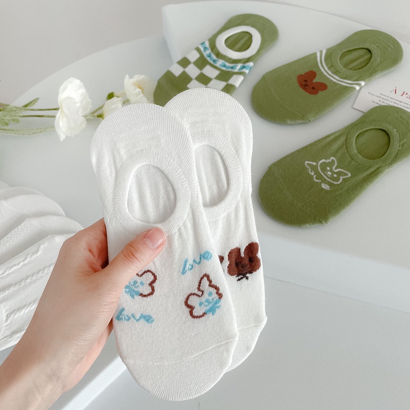 Vớ Cotton Cổ Thấp Phối Ren Thoáng Khí Phong Cách Nhật Bản Dễ Thương Thời Trang Cho Nam Và Nữ