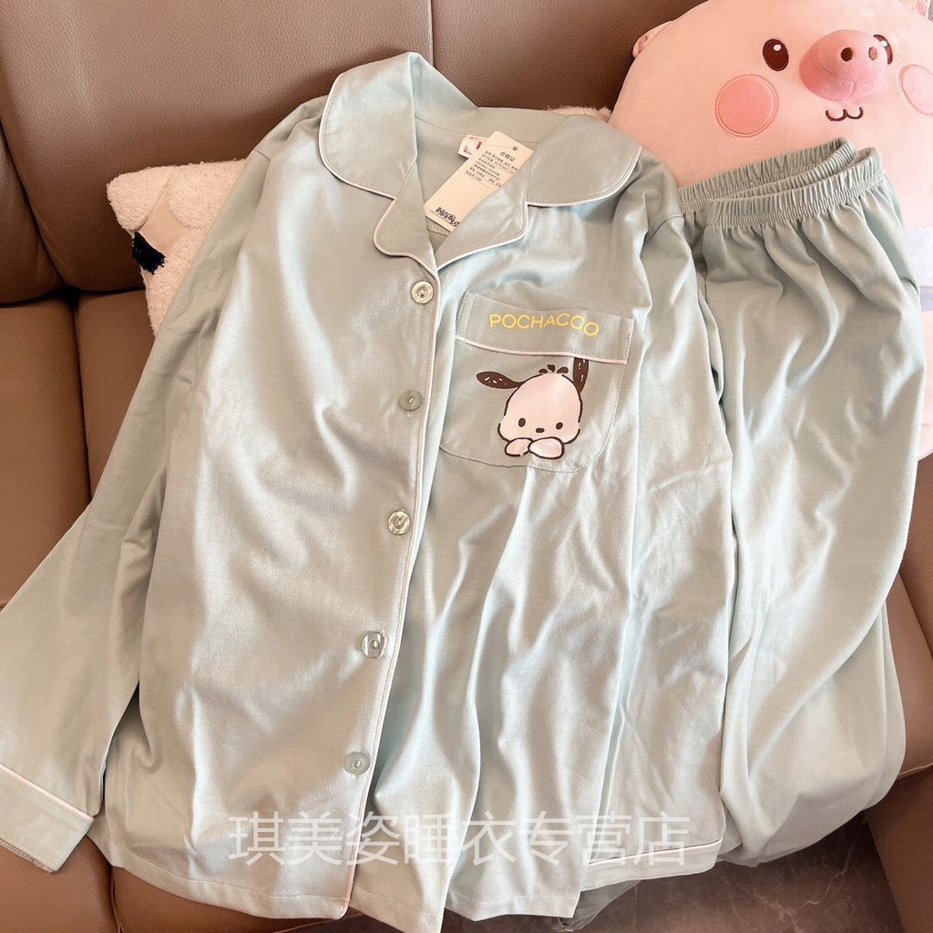 Bộ Đồ Ngủ Tay Dài In Hình Hoạt Hình Dễ Thương Thời Trang Xuân Thu Cho Nữ