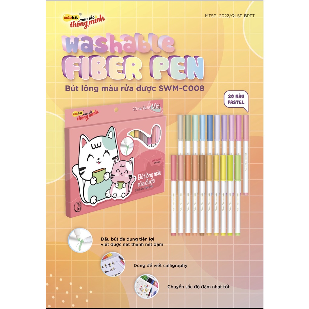 Bút Lông Màu Pastel Rửa Được Fiber Pen Colokit SWM-C008