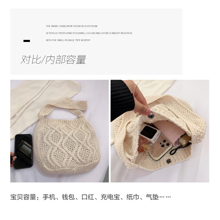 Túi Đeo Chéo Đan Len Cỡ Lớn Phong Cách Retro Hàn Quốc Thời Trang Mùa Thu Hàng Trăm Mới Cho Nữ