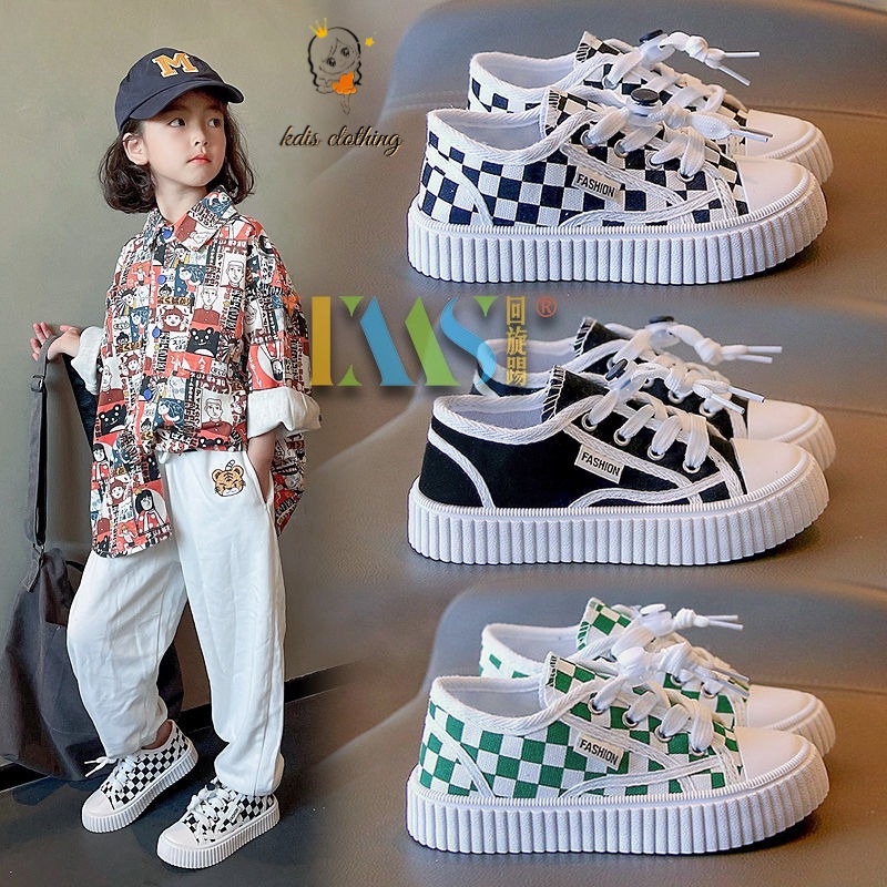 Giày Thể Thao Vải Canvas Đế Mềm Trơn Thoáng Khí Chống Trượt Màu Trơn Dành Cho Bé Tiểu Học