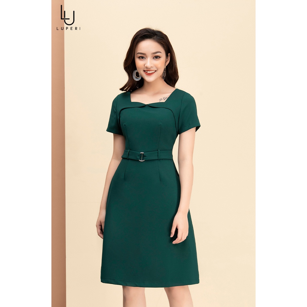 Váy Công Sở Dáng Chữ A Xòe Nhẹ LUPERI Chất Liệu Đũi Xước Hàn Quốc Mềm Mát Không Nhăn Có Co Giãn LFV3131