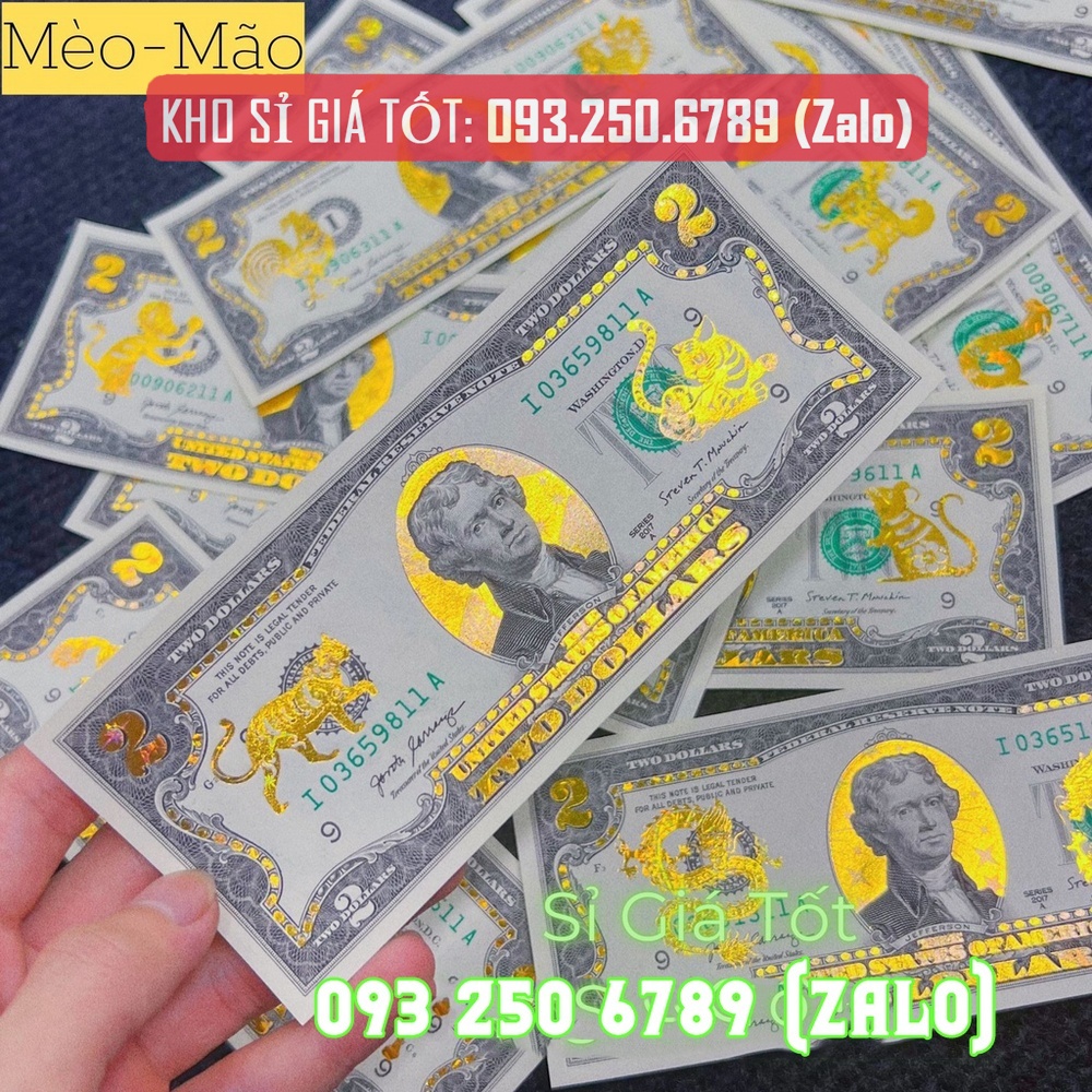 Tờ 2 Đô, 2 USD In Hình 12 Con Giáp Vàng 3D TUỔI MÃO - CON MÈO Kỷ Niệm Làm Quà Tặng, Sưu Tầm