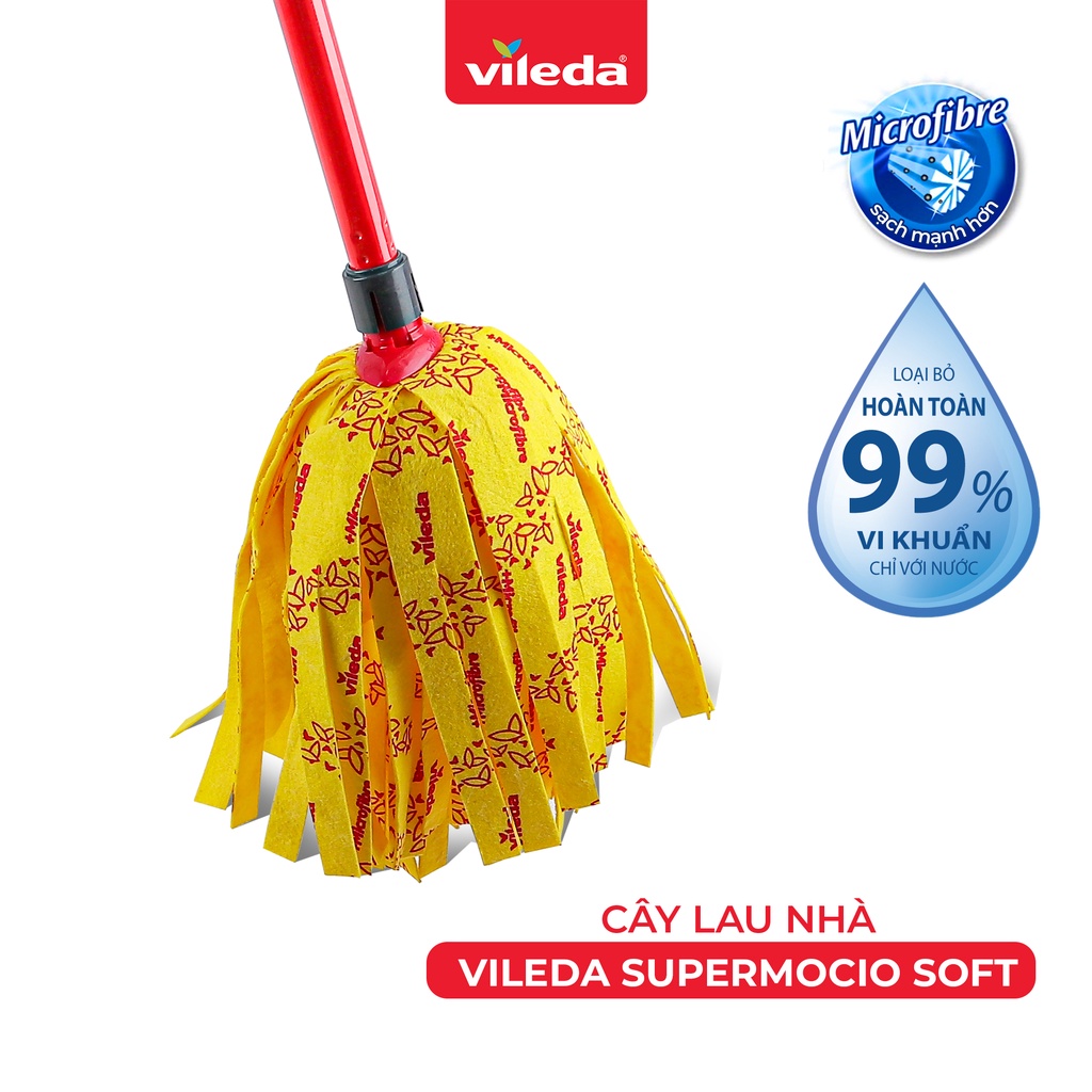 Cây lau nhà VILEDA Supermocio Soft vải sợi siêu nhỏ, siêu thấm dùng cho sàn gỗ - TSU157529