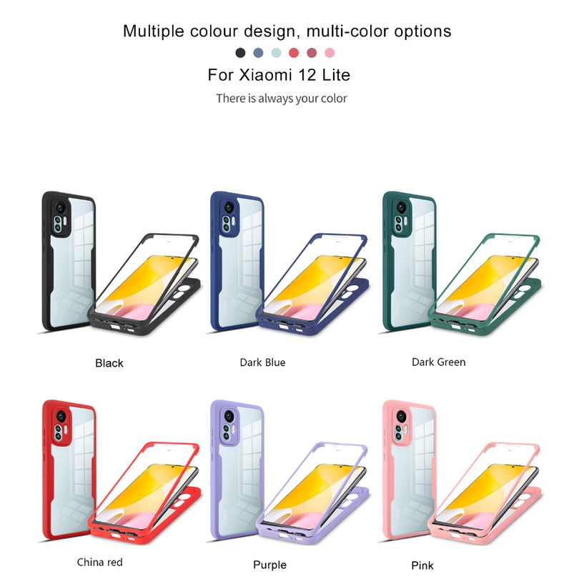 Ốp Điện Thoại Acrylic Mềm Mỏng Hai Mặt Bảo Vệ 360 Độ Cho Xiaomi 12X 12 Pro Lite 12T Pro Poco C40 X4 Pro 5G