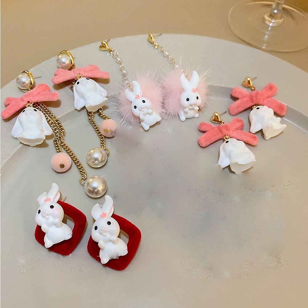 Khuyên Tai Tua Rua Hình Thỏ Cà Rốt / Mèo Dễ Thương Phong Cách Hàn Quốc Cho Nữ