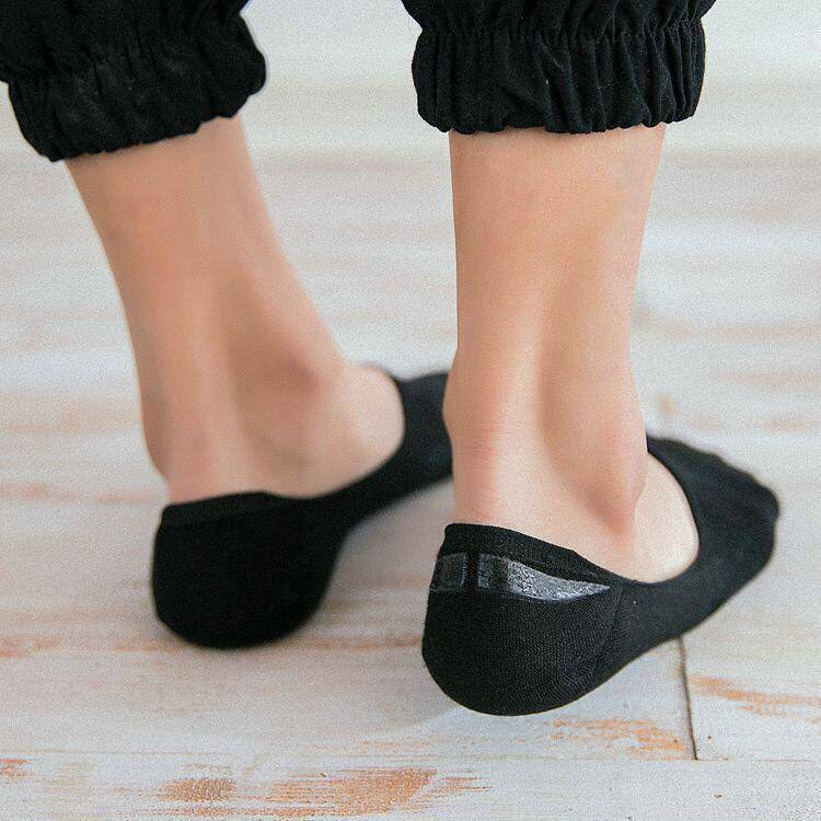 Tất hài nam đi giày lười mùa hè có silicon - tất công sở nam ngắn màu trắng đen xám