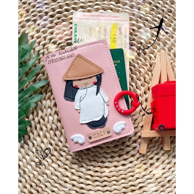 Vỏ hộ chiếu cô gái việt nam - passport cover cô gái mặc áo dài