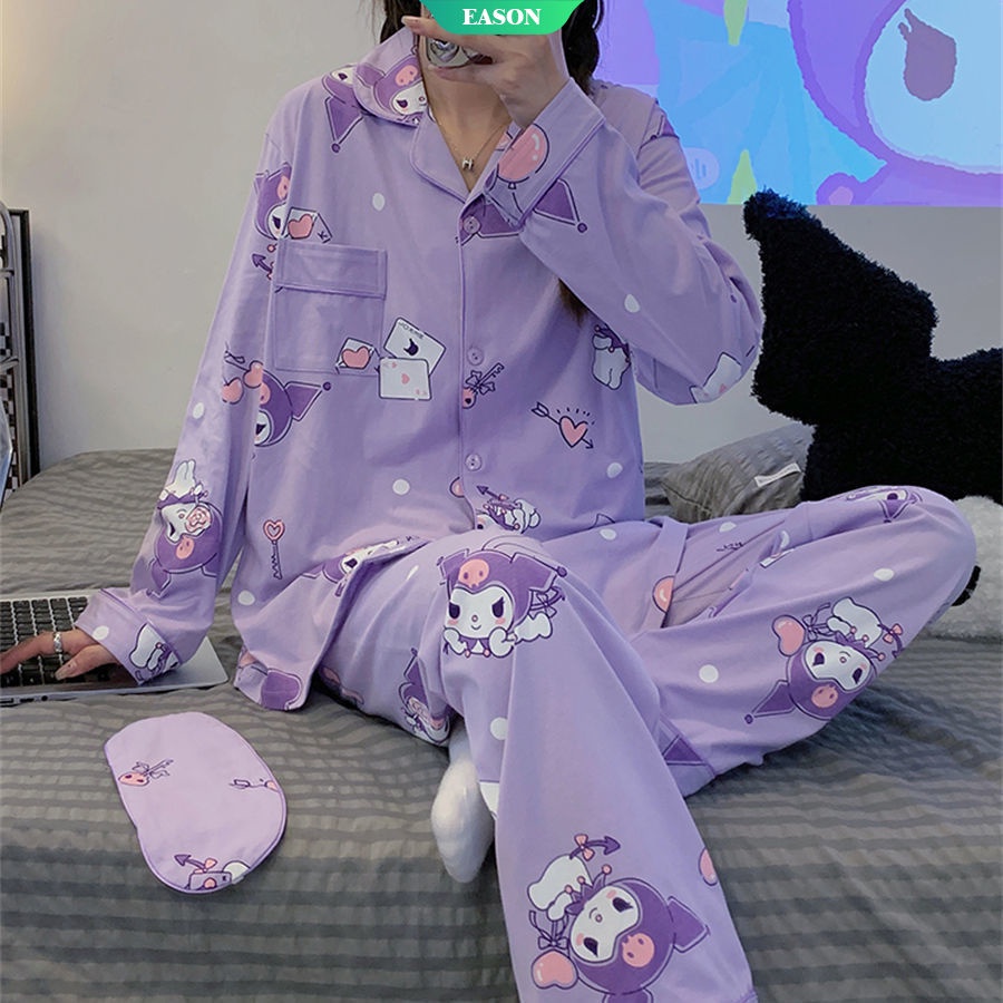 Bộ Đồ Mặc Nhà Tay Dài In Hoạt Hình Sanrio Kulomi Thời Trang Mùa Thu 2022 Cho Nữ