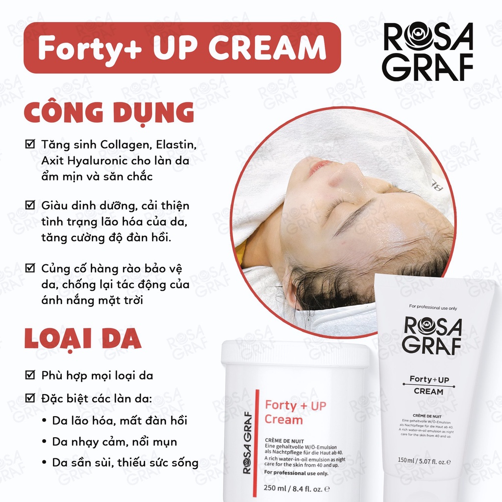 [Quà Tặng]Kem dưỡng cao cấp Chống lão hóa, Giảm nếp nhăn và Căng bóng Rosa Graf Forty Plus Up Cream Be'Balance (150ml)