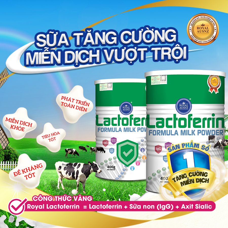 Sữa Bột Hoàng Gia Úc Lactoferrin Formula Milk Powder ROYAL AUSNZ Tăng Cường Miễn Dịch Và Sức Đề Kháng 400g