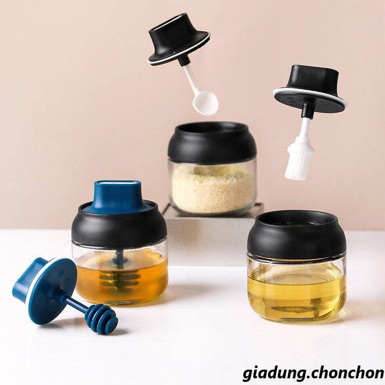 Hũ thủy tinh đựng gia vị dầu ăn mật ong Lọ đựng gia vị kín chống ẩm dung tích 280ml