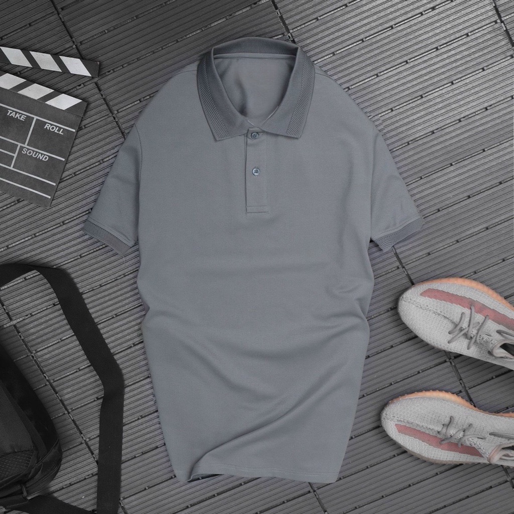 Áo thun Polo Nam cổ bẻ basic vải cá sấu cotton lạnh logo thêu cá tính cổ viền trẻ trung QAZ55