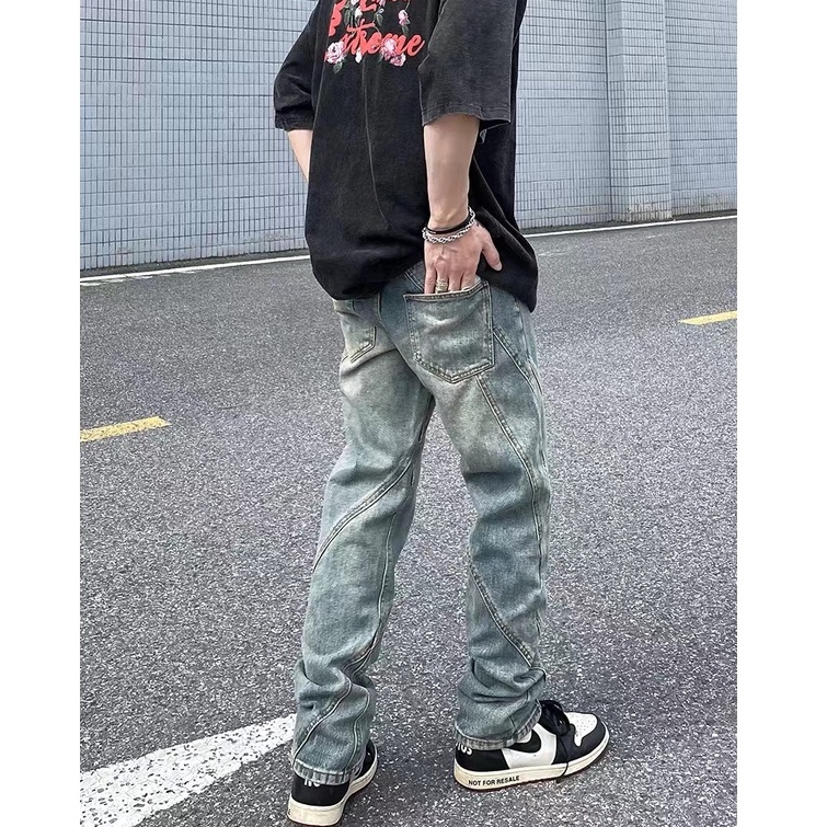 Quần jean ống loe thời trang quần hiphop oversize simple quần bò trắng unisex retro quần jean bé trai chất đũi cao cấp quần jean ôm | BigBuy360 - bigbuy360.vn