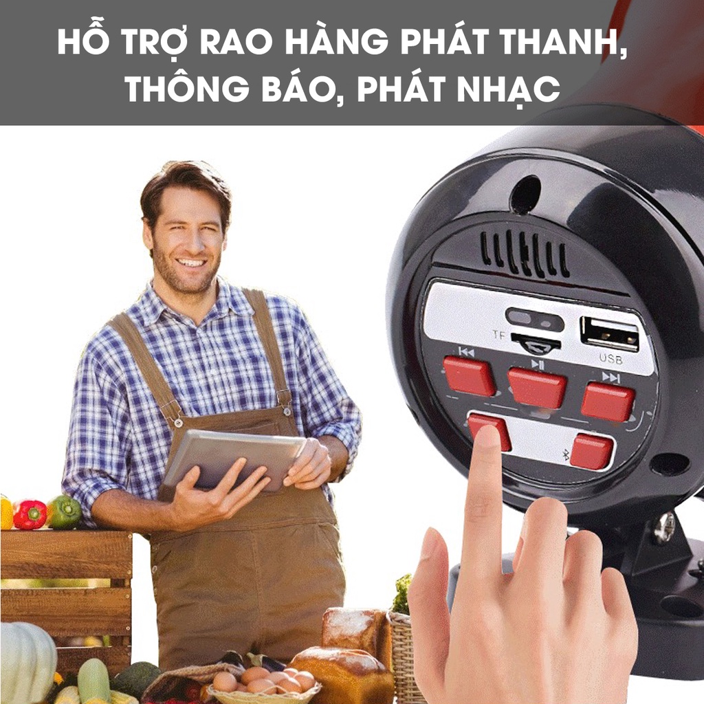 Loa rao hàng phóng thanh công suất lớn 50W chính hãng Sunrise SH-196L MP3 Loa phóng thanh  ghi âm hoạt náo viên