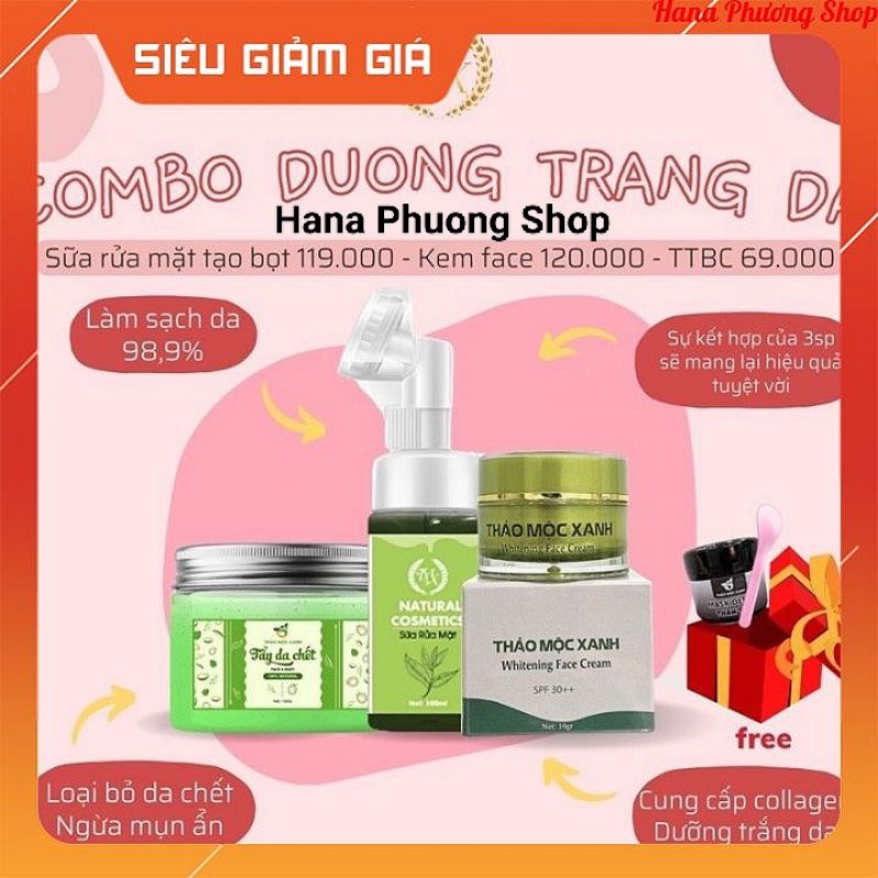 Combo Thảo Mộc Xanh Dưỡng Da ( 1 SRM - 1 Kem face - 1 TBC)