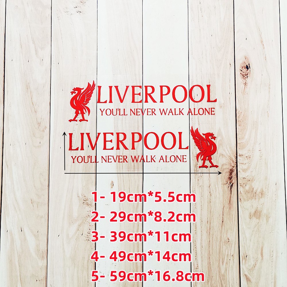 Bộ 2 Miếng Dán Phản Quang In Chữ YNWA Football You 'Ll Never Walk Alone Trang Trí Cửa Xe Hơi Xe Máy
