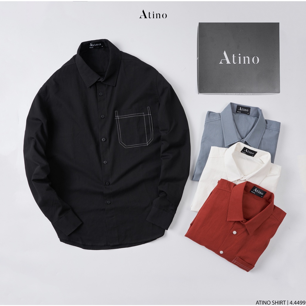 Áo Sơ Mi Dài Tay Nam Trơn Túi ATINO Vải Cotton mềm mịn thoáng mát Form Regular SM4.4499