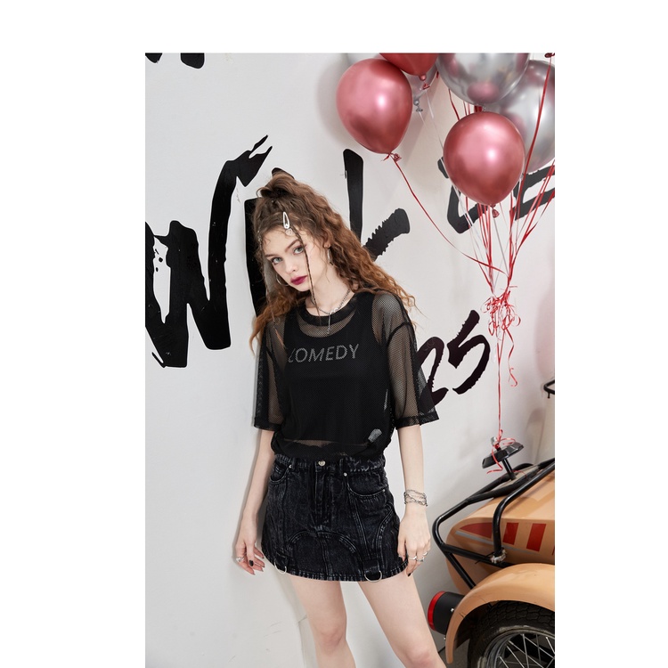 Áo lưới croptop thể thao thời trang hip hop cá tính