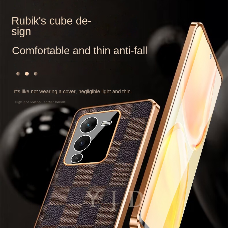 Ốp Điện Thoại TPU Lưng Da Màu Trơn Chống Sốc Cho Vivo V25 Pro 5G