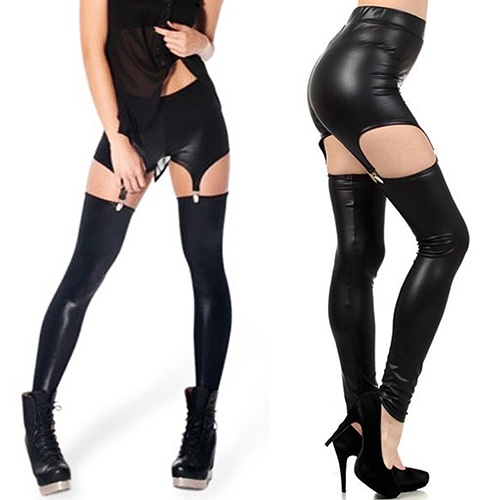 Quần Legging Giả Da Kèm Nịt Bít Tất Gợi Cảm Dành Cho Nữ