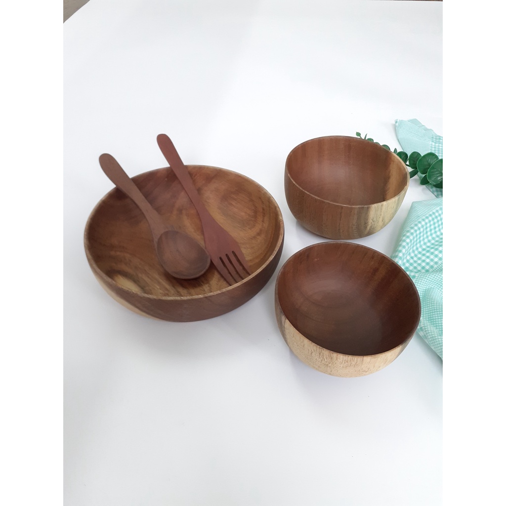 Bát gỗ, tô gỗ đựng salad, màu nâu đẹp
