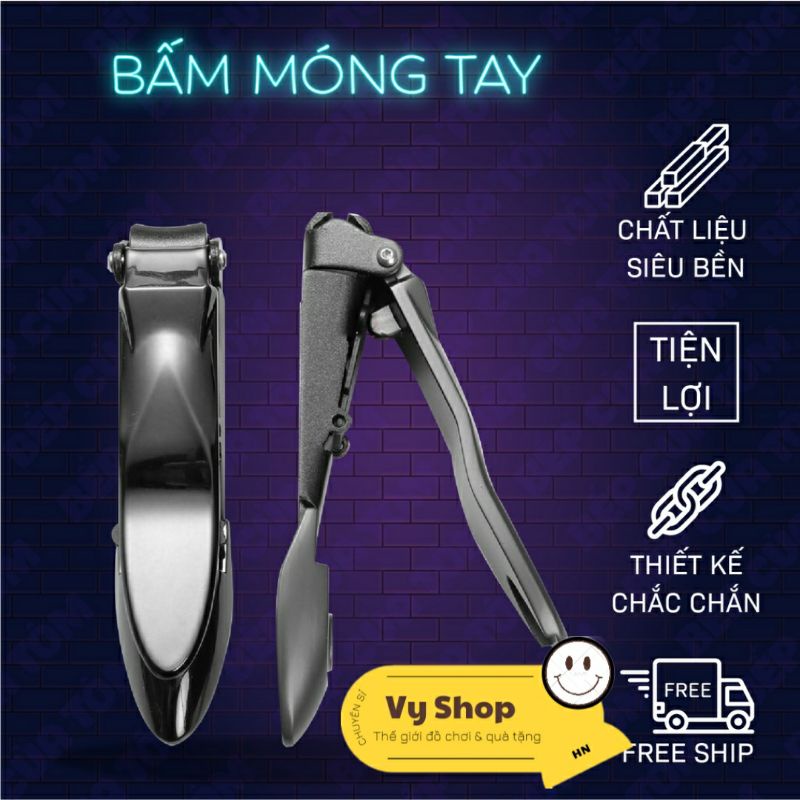 Bấm móng tay nguyên khối thép không gỉ có ngăn đựng móng và hộp