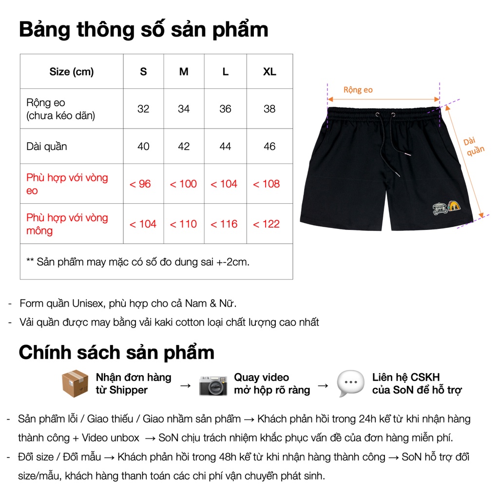 Quần Short Unisex Lazy Pattern Ống Rộng Vải Kaki Cotton Co Giãn Thoải Mái, Năng Động, Thời Trang cho Nam/ Nữ