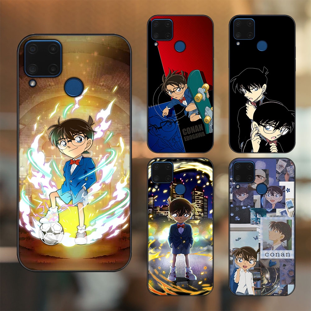 Ốp lưng Realme C15 viền đen in hình Shinichi Conan Thám Tử Lừng Danh