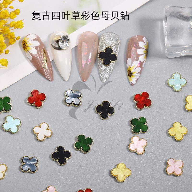 Set charm cỏ 4 lá cao cấp đính móng