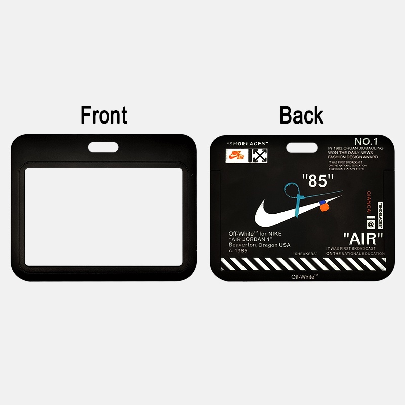 Black NK Lanyard+Horizontal ID Card Holder Neck Strap Badge Case Protector Keychain Sling For Student Office Workers