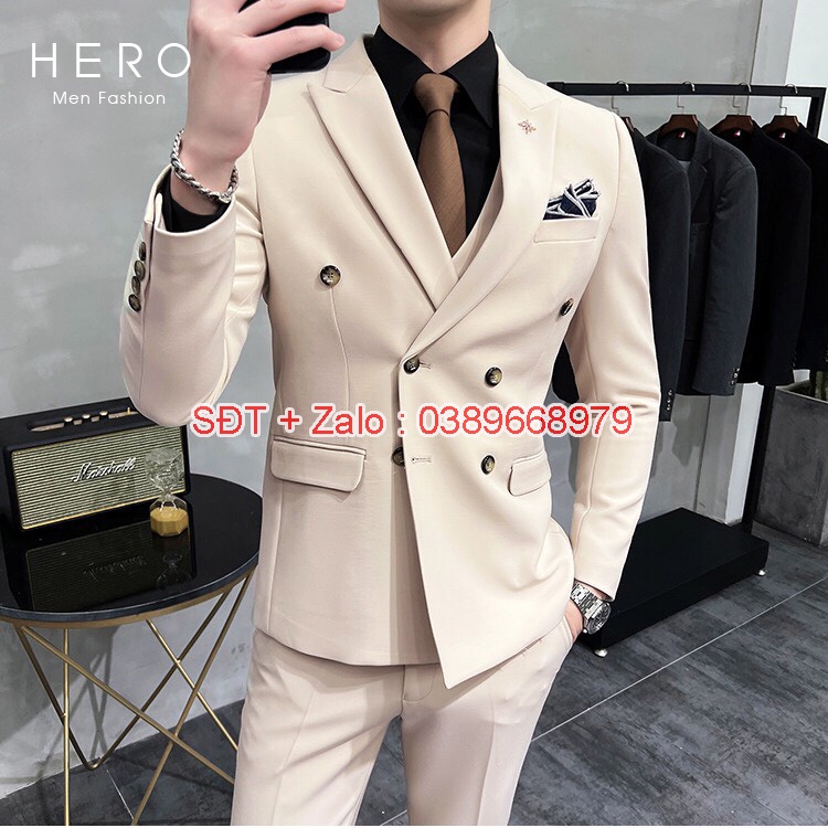 Bộ Vest Nam Cao Cấp  6 Cúc Màu Đen, Suit Nam Hàn Quốc Cao Cấp 6 khuy Fom Ôm Đẹp, Chất Vải Sịn