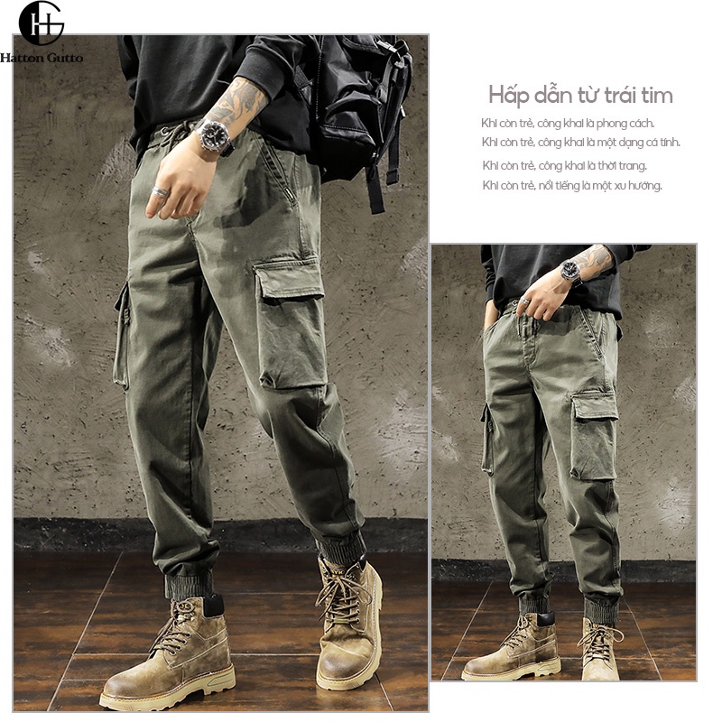 Hatton Gutto Quần Jogger Màu Sắc Xanh Lá Quân Đội Phong Cách Cổ Điển Size M-5XL Cho Nam