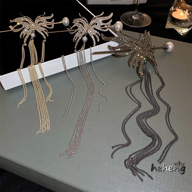 Kẹp Tóc Hình Bướm Đính Ngọc Trai Cao Cấp Tối Giản Hiện Đại fa chai