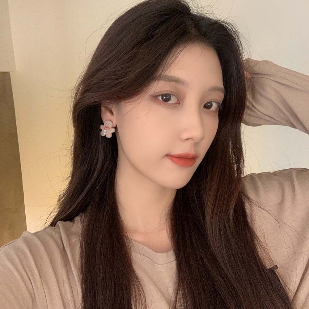 1 Cặp Bông Tai Hình Bánh Gừng / Bánh Gừng Phong Cách Hàn Quốc Thời Trang Cho Nữ