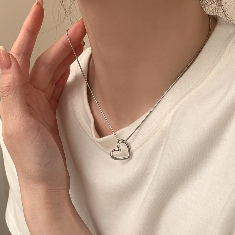 Vòng cổ bạc mặt trái tim đơn giản thời trang cho nữ YRSHOP