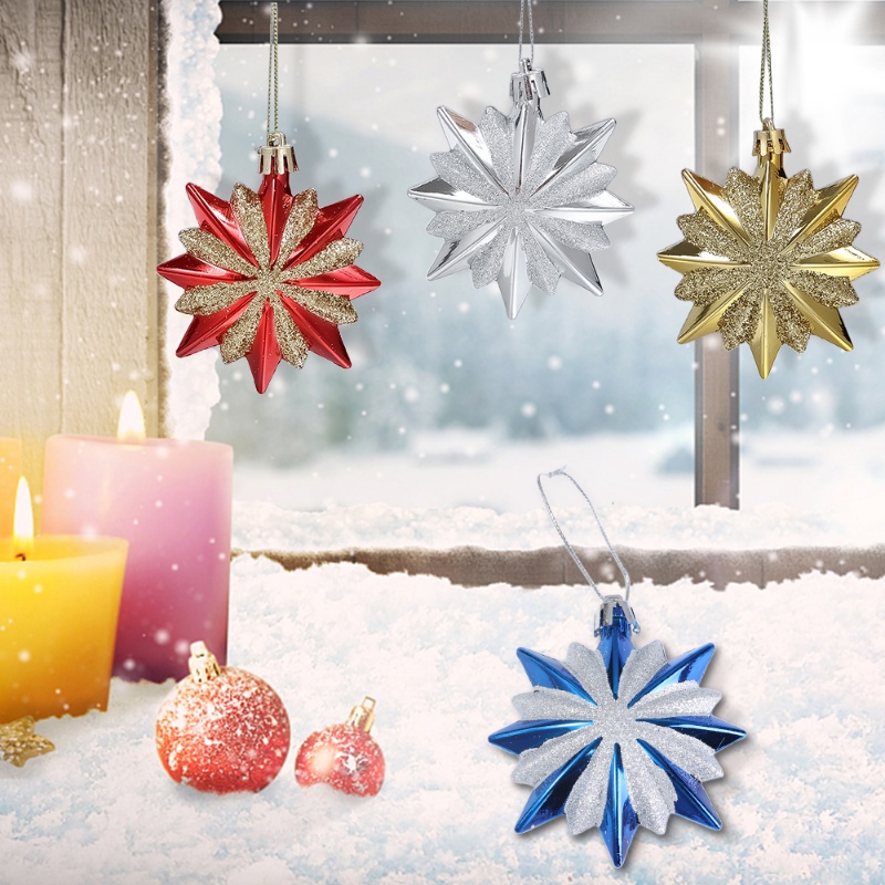 Bộ 4 Ngôi Sao Lấp Lánh / 16 Điểm Trang Trí Cây Thông Giáng Sinh / Năm Mới