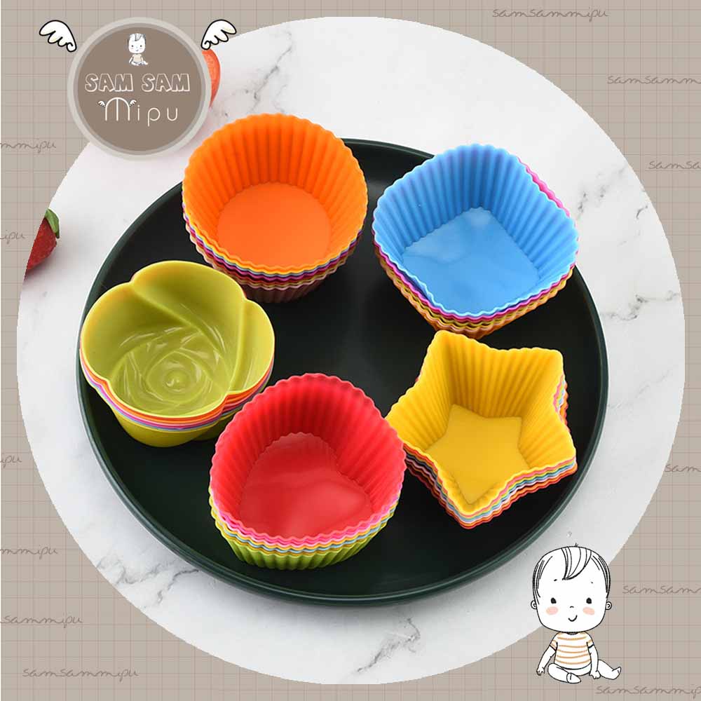 Khuôn silicon làm bánh nhiều hình dáng cute 7cm - Khuôn bánh bông lan, cupcake, muffin, rau câu - Shop Mẹ Sam
