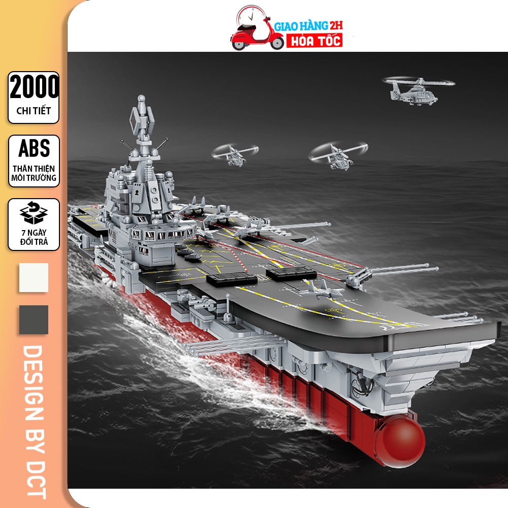 Bộ đồ chơi lắp ráp lego tàu chiến sân bay 2000 chi tiết, xếp hình lego tàu chiến hạm dài 80cm đồ chơi cho bé