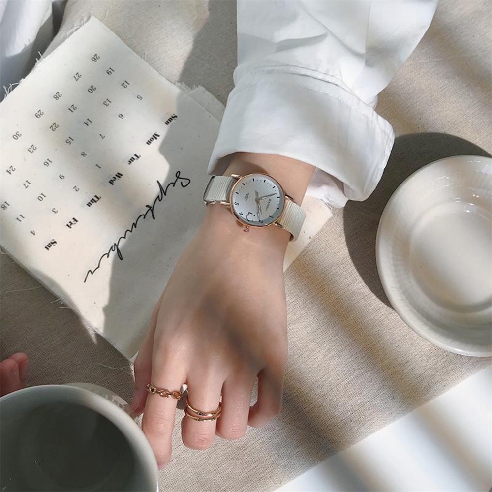 Đồng Hồ Đeo Tay Vải Canvas Chống Thấm Nước Kiểu Nhật Bản Thiết Kế Đơn Giản Cho Nữ Sinh