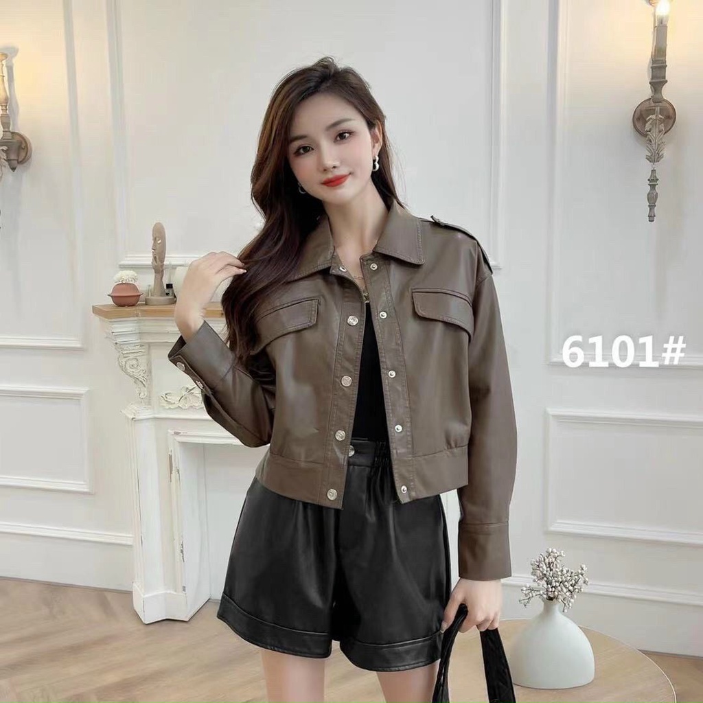 Áo khoác da cổ bẻ hàng Quảng Châu Cao Cấp