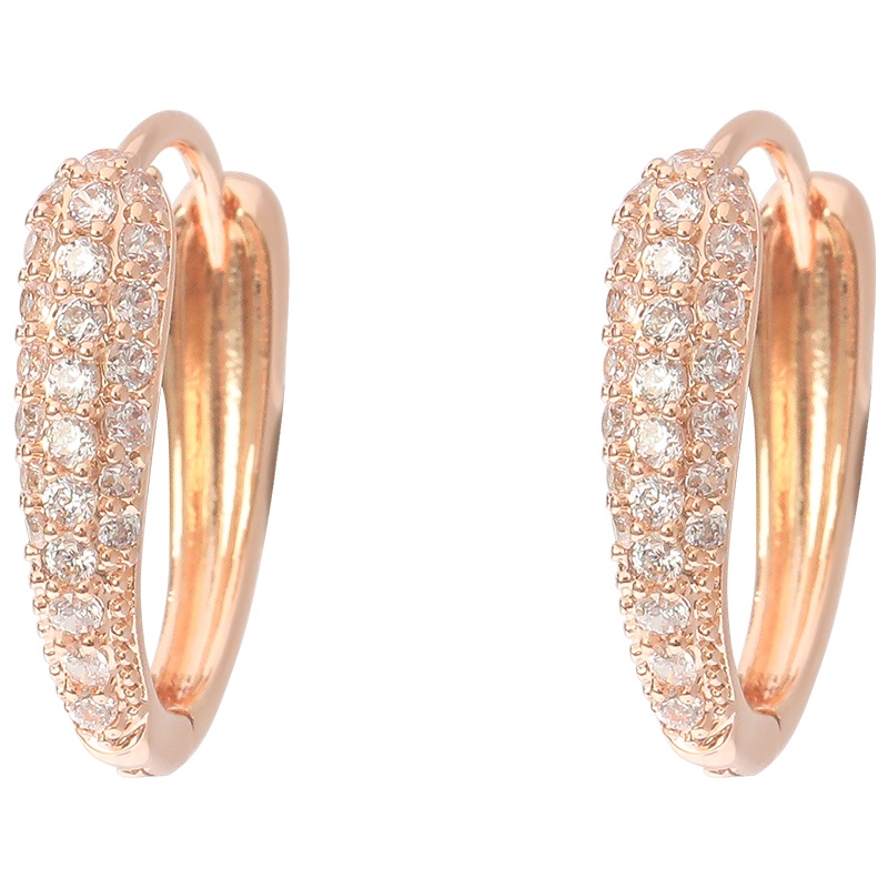 [Jiudolan] Khuyên Tai Đính Đá Zircon Màu Vàng Hồng Thanh Lịch Cao Cấp Thời Trang Hàn Quốc Dành Cho Nữ