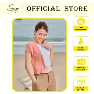 SONO - Áo Linen Croptop Phối 3 Màu