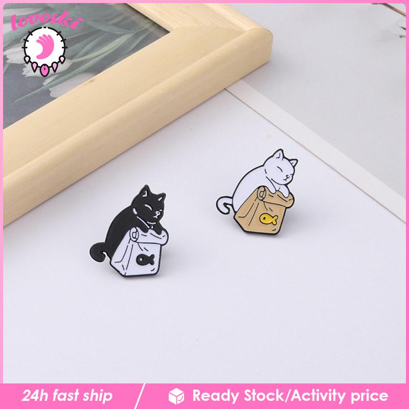 Set 2 Ghim Cài Áo Hình Mèo Tráng Men Dễ Thương