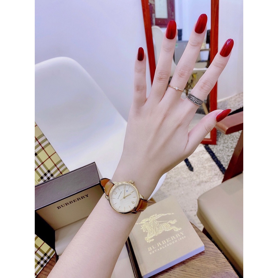 Đồng hồ nữ burberry bu10101 dây da nâu cao cấp fullbox