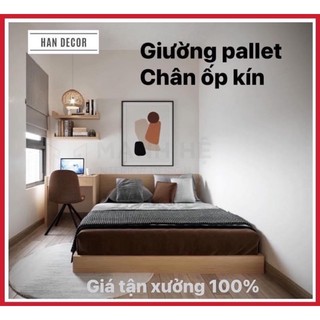 Giường pallet chân cao 20cm full kín chân 4 mặt sang chảnh